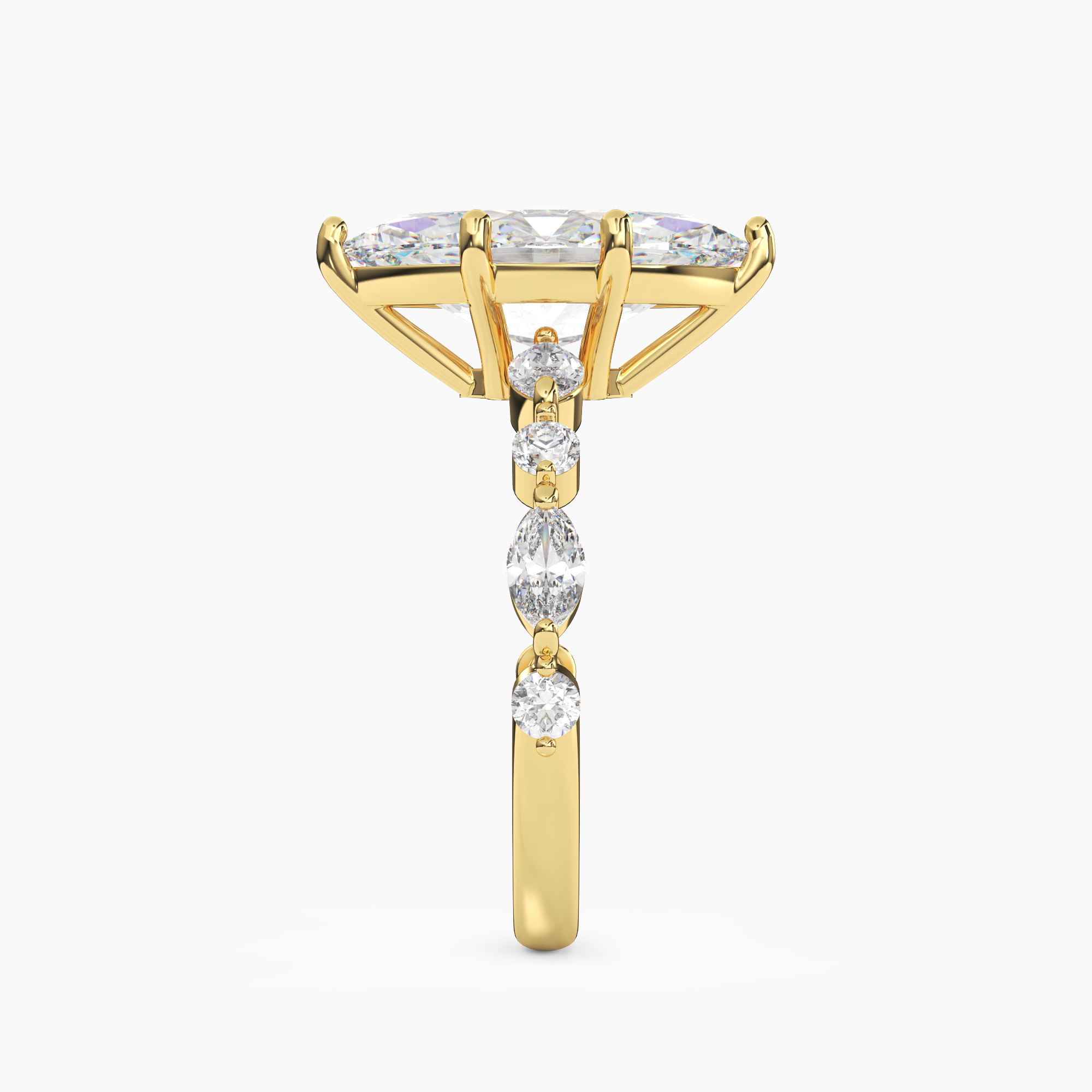 Elodie 3 Carat Marquise Cut Solitaire Lab Grown Diamond Ring in 10K Yellow Gold - View 3