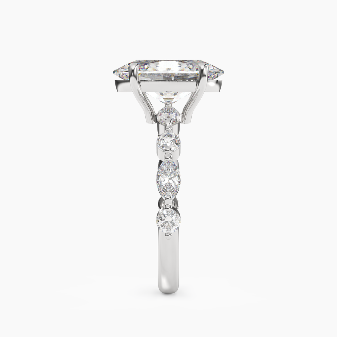Elodie 2.5 Carat Oval Cut Solitaire Lab Grown Diamond Ring in Silver - View 3