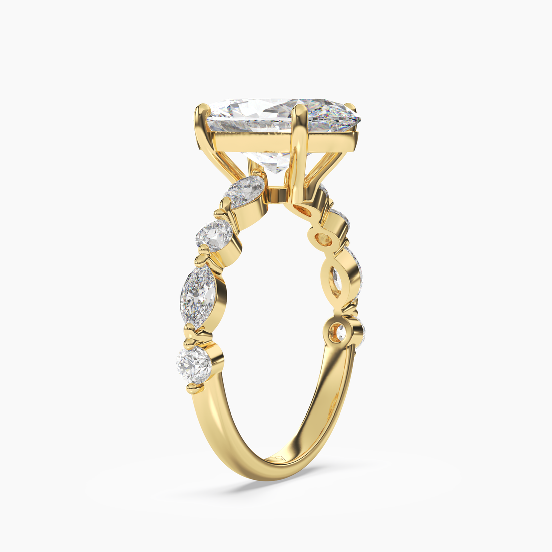 Elodie 3 Carat Oval Cut Solitaire Lab Grown Diamond Ring in 10K Yellow Gold - View 2