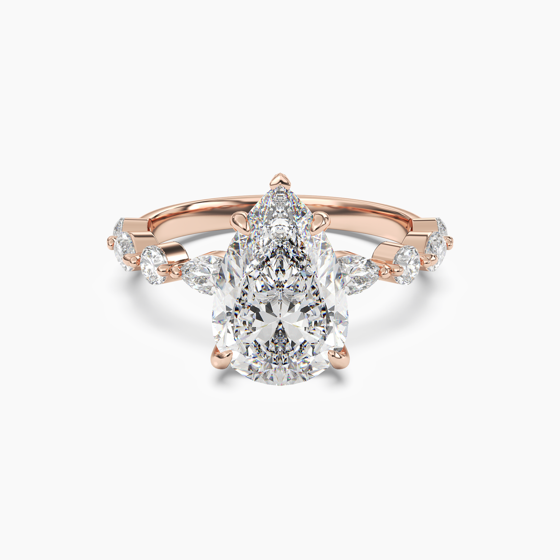 Elodie 2.5 Carat Pear Cut Solitaire Lab Grown Diamond Ring in Silver - View 7