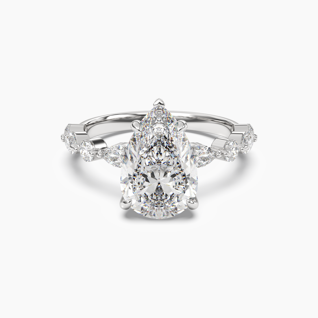 Elodie 2 Carat Pear Cut Solitaire Lab Grown Diamond Ring in Platinum
