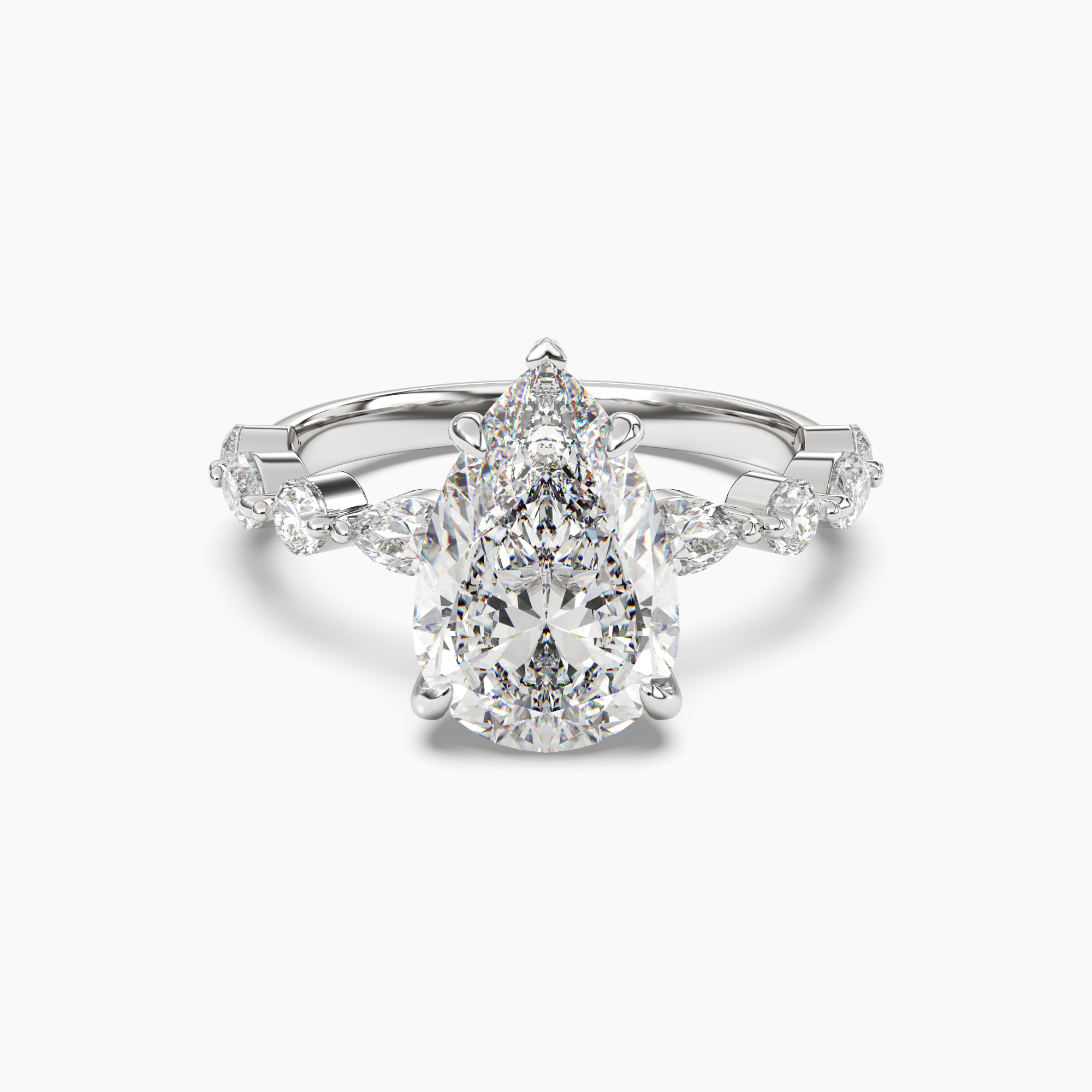 Elodie 3.5 Carat Pear Cut Solitaire Lab Grown Diamond Ring in Silver