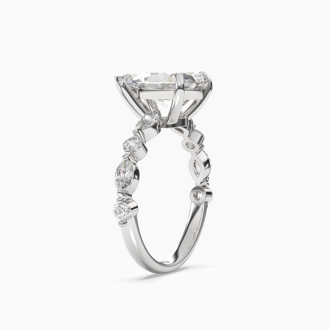 Elodie 4.5 Carat Pear Cut Solitaire Lab Grown Diamond Ring in 10K White Gold - View 2