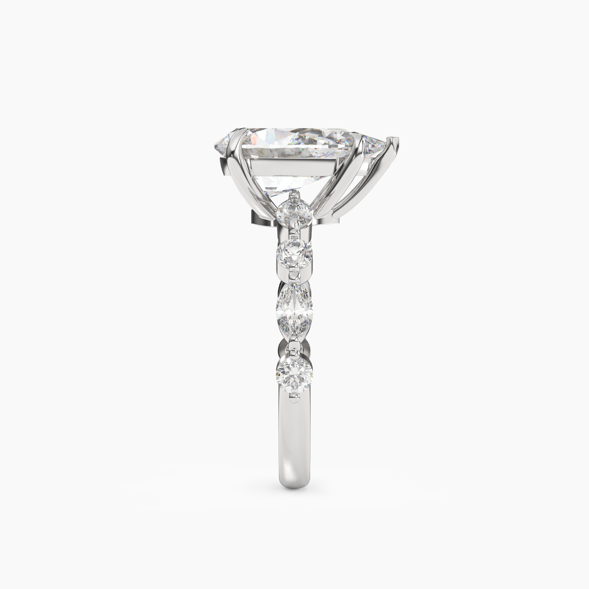 Elodie 3 Carat Pear Cut Solitaire Lab Grown Diamond Ring in Silver - View 3