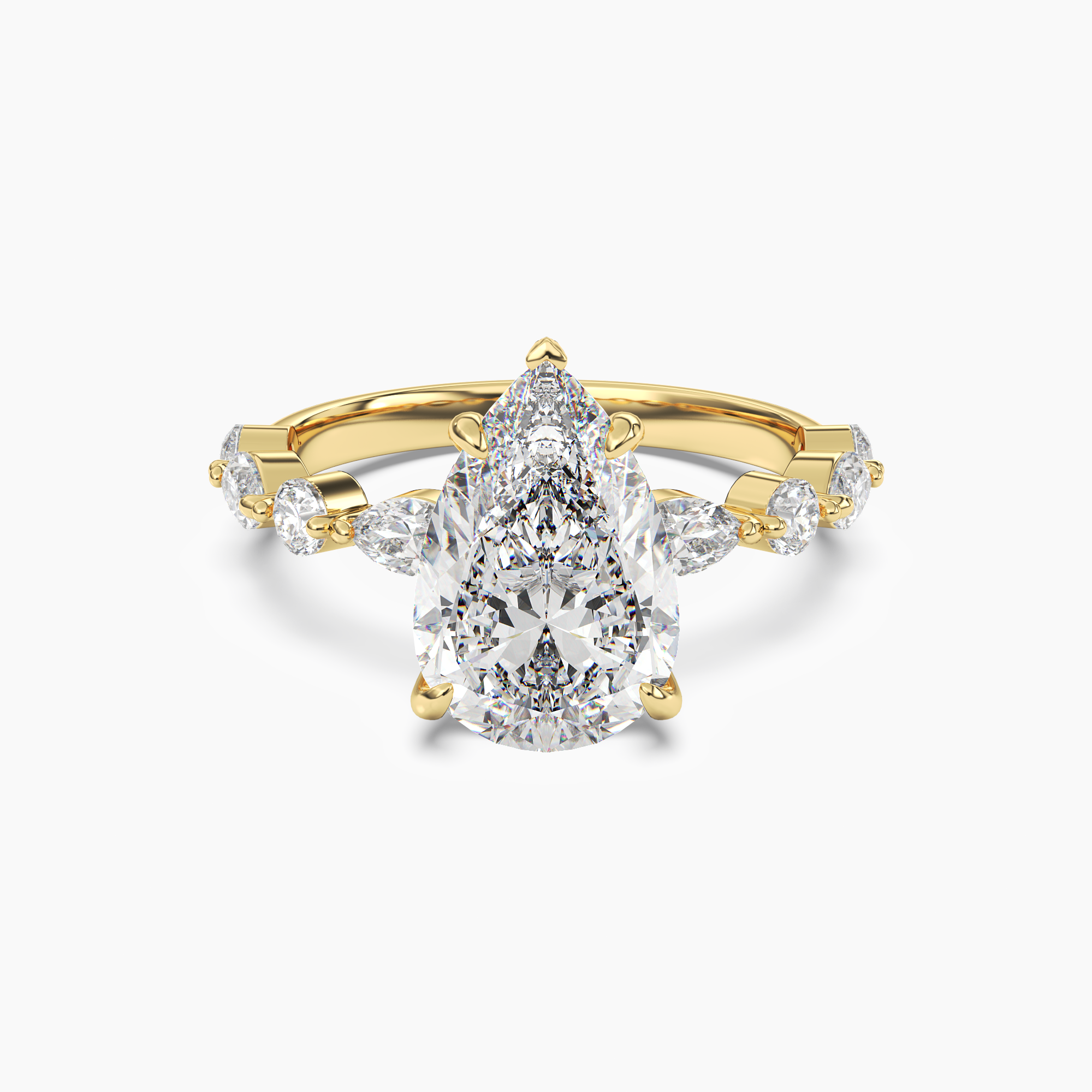 Elodie 3.5 Carat Pear Cut Solitaire Lab Grown Diamond Ring in Silver - View 4