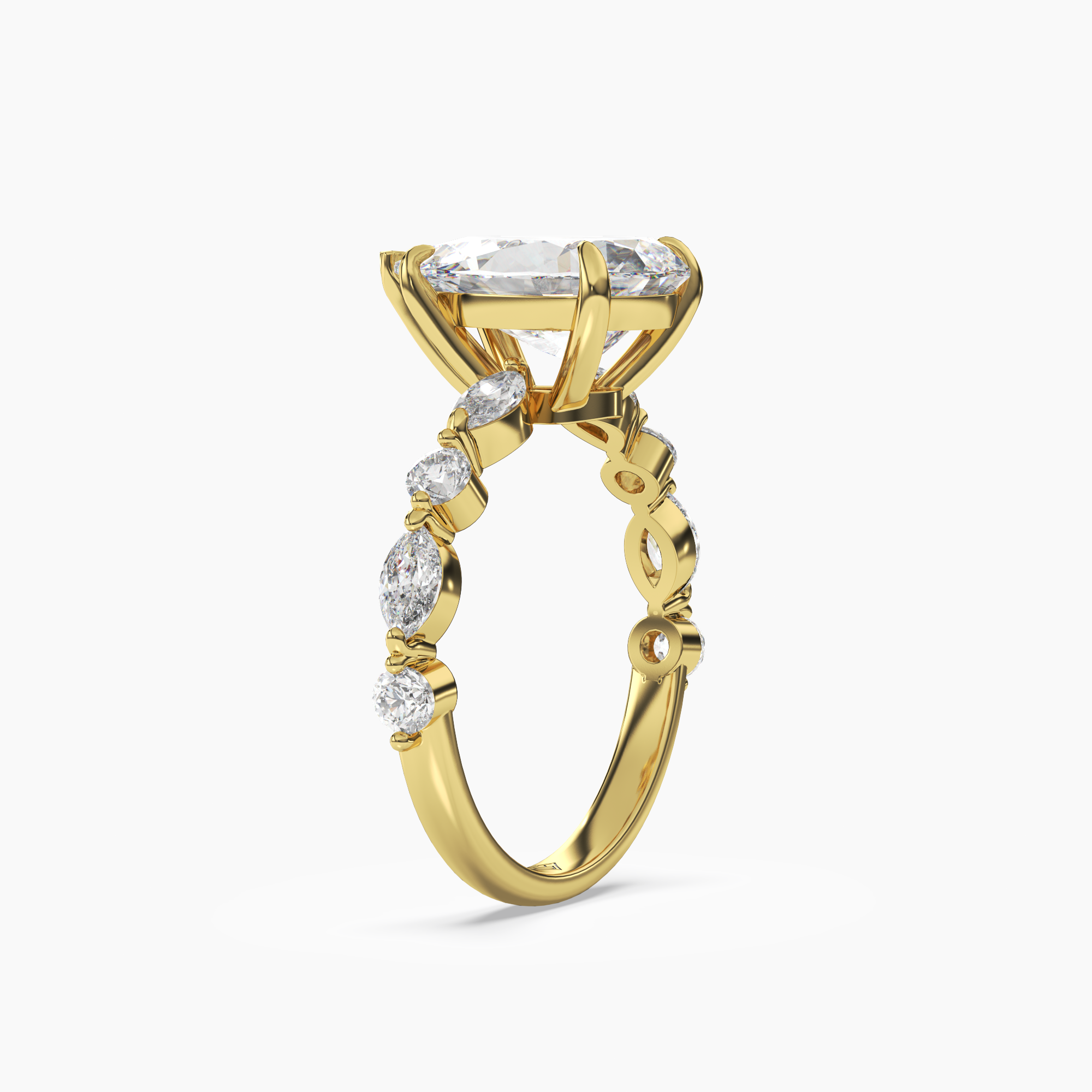 Elodie 3 Carat Pear Cut Solitaire Lab Grown Diamond Ring in Silver - View 5