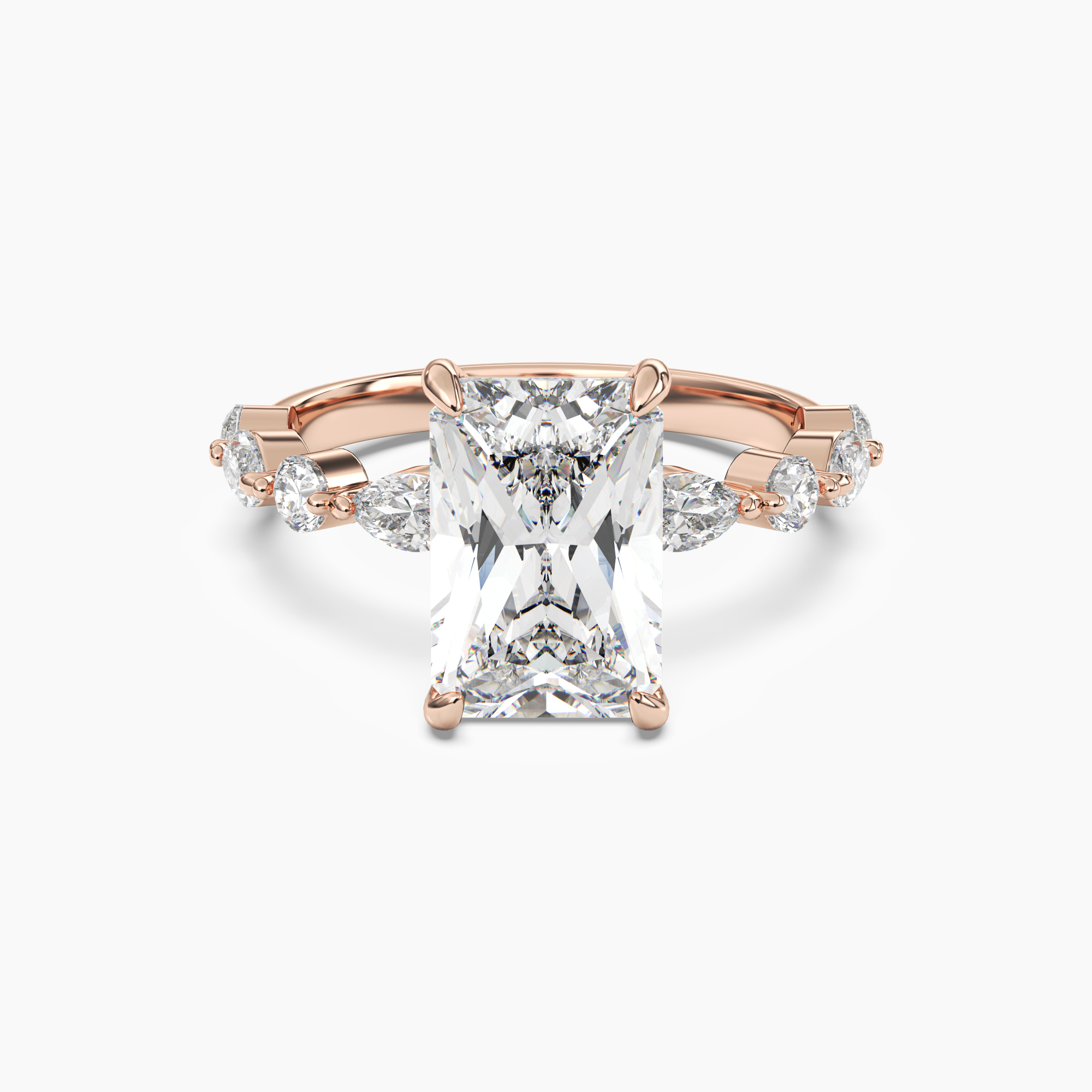 Elodie 3 Carat Radiant Cut Solitaire Lab Grown Diamond Ring in 10K White Gold - View 7