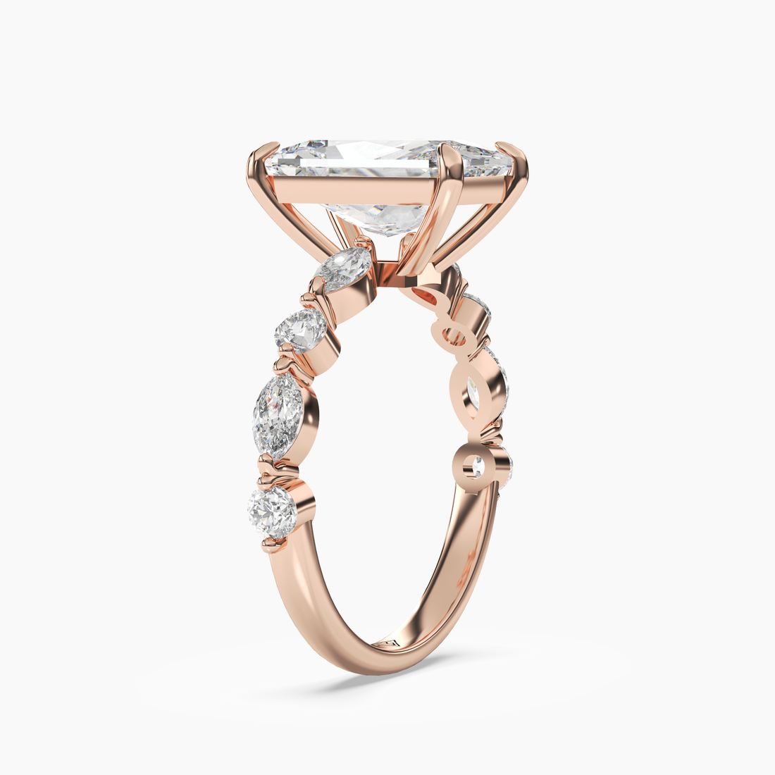 Elodie 3.5 Carat Radiant Cut Solitaire Lab Grown Diamond Ring in 14K Rose Gold - View 2