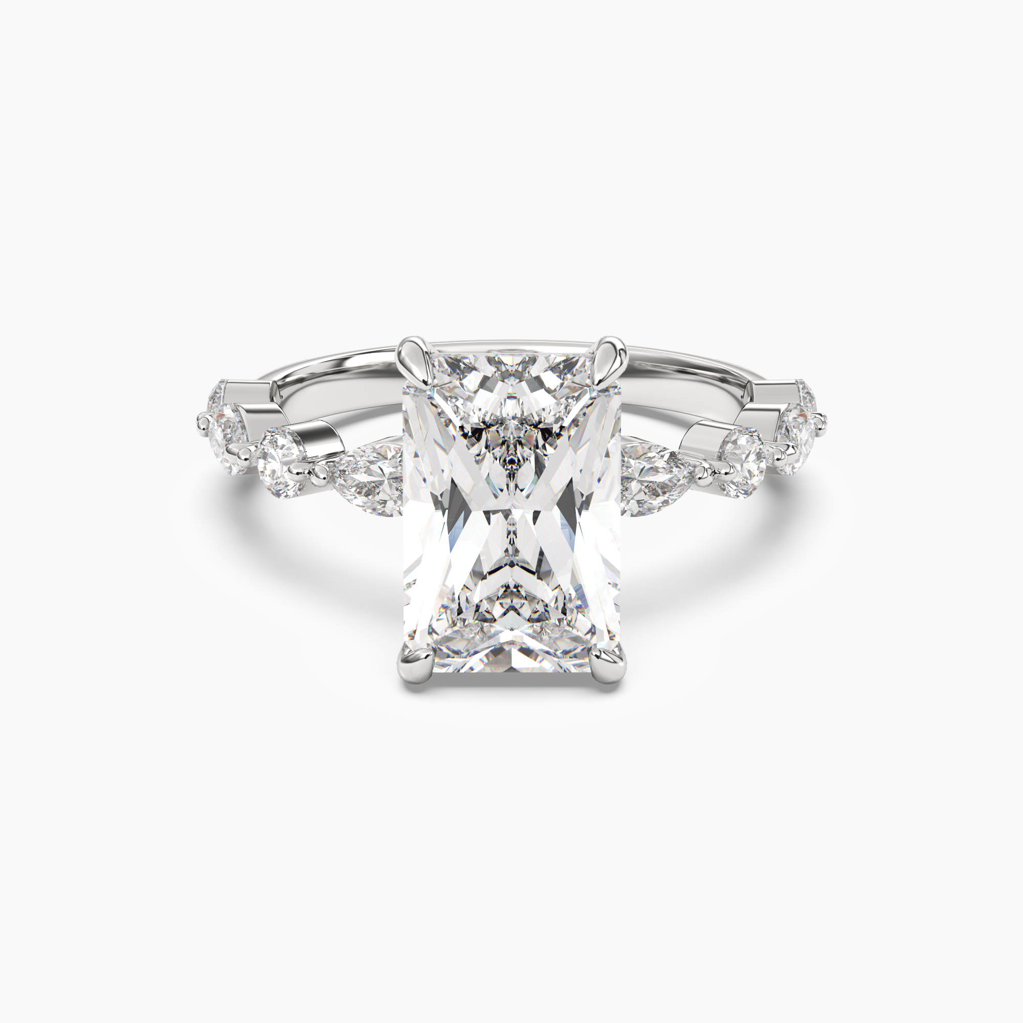 Elodie 3 Carat Radiant Cut Solitaire Lab Grown Diamond Ring in Silver