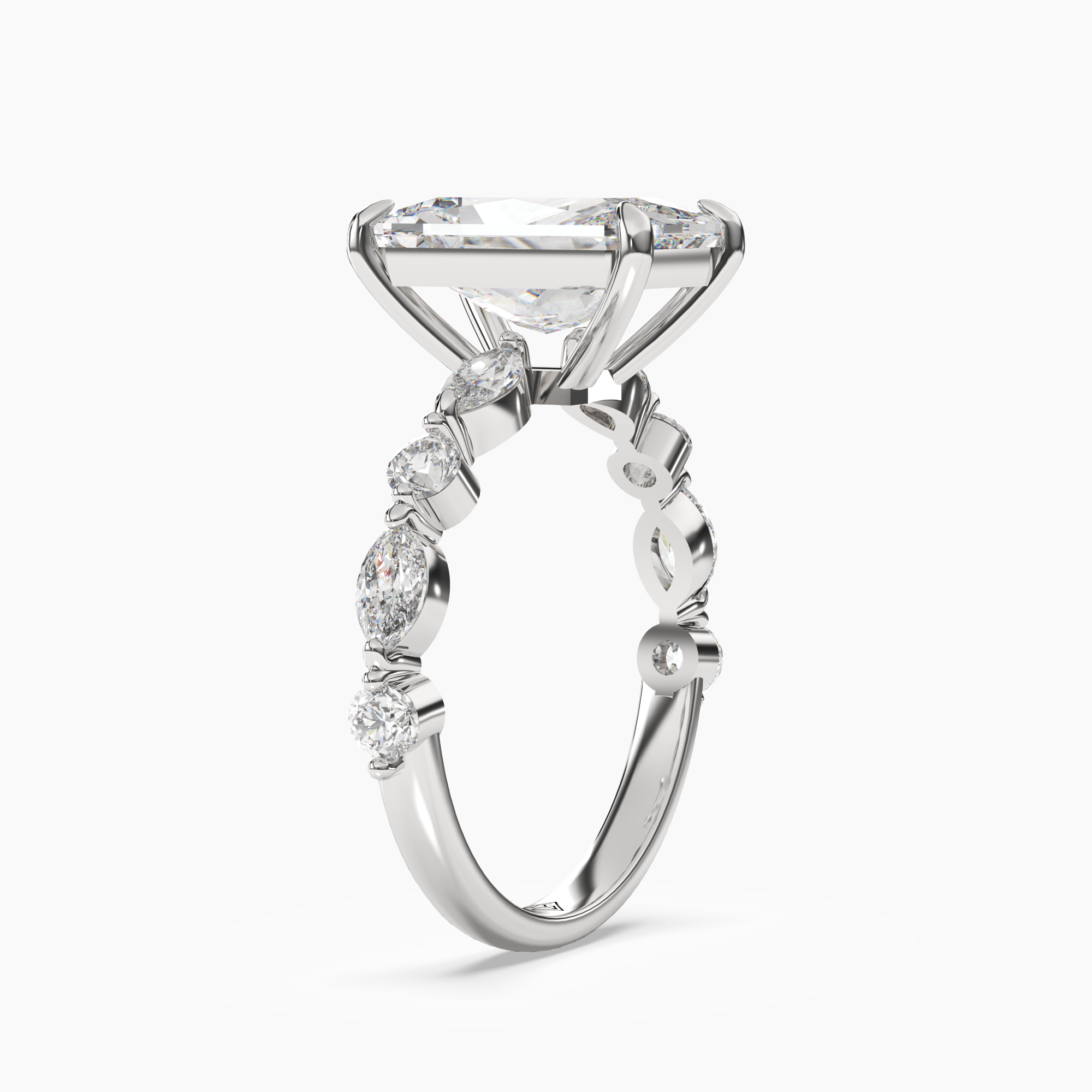 Elodie 3 Carat Radiant Cut Solitaire Lab Grown Diamond Ring in Silver - View 2