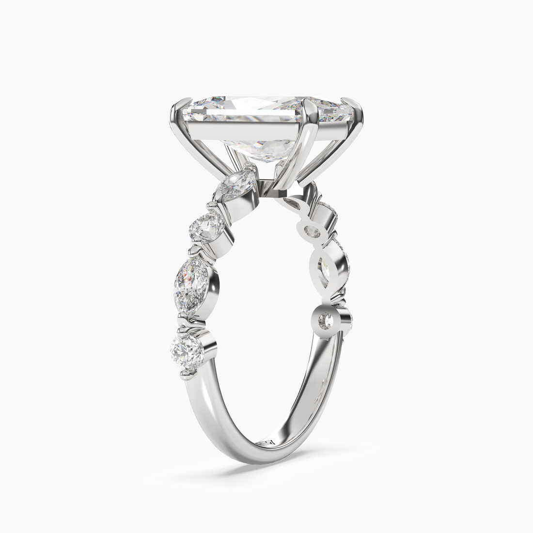 Elodie 1 Carat Radiant Cut Solitaire Lab Grown Diamond Ring in Platinum - View 2