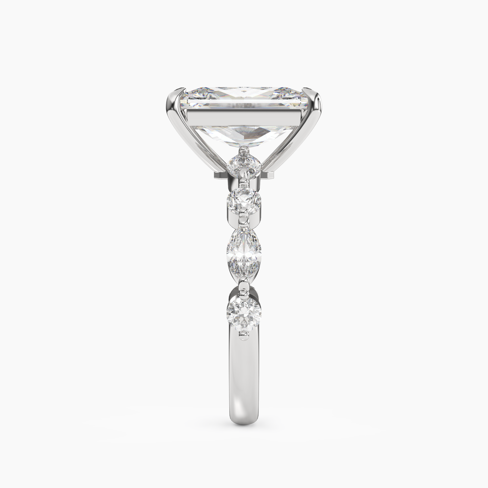 Elodie 3 Carat Radiant Cut Solitaire Lab Grown Diamond Ring in Silver - View 3
