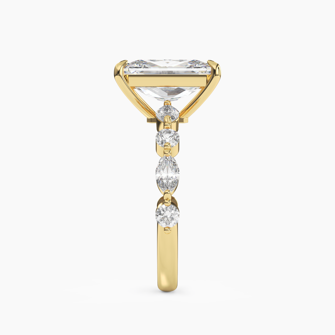 Elodie 4 Carat Radiant Cut Solitaire Lab Grown Diamond Ring in 18K White Gold - View 6