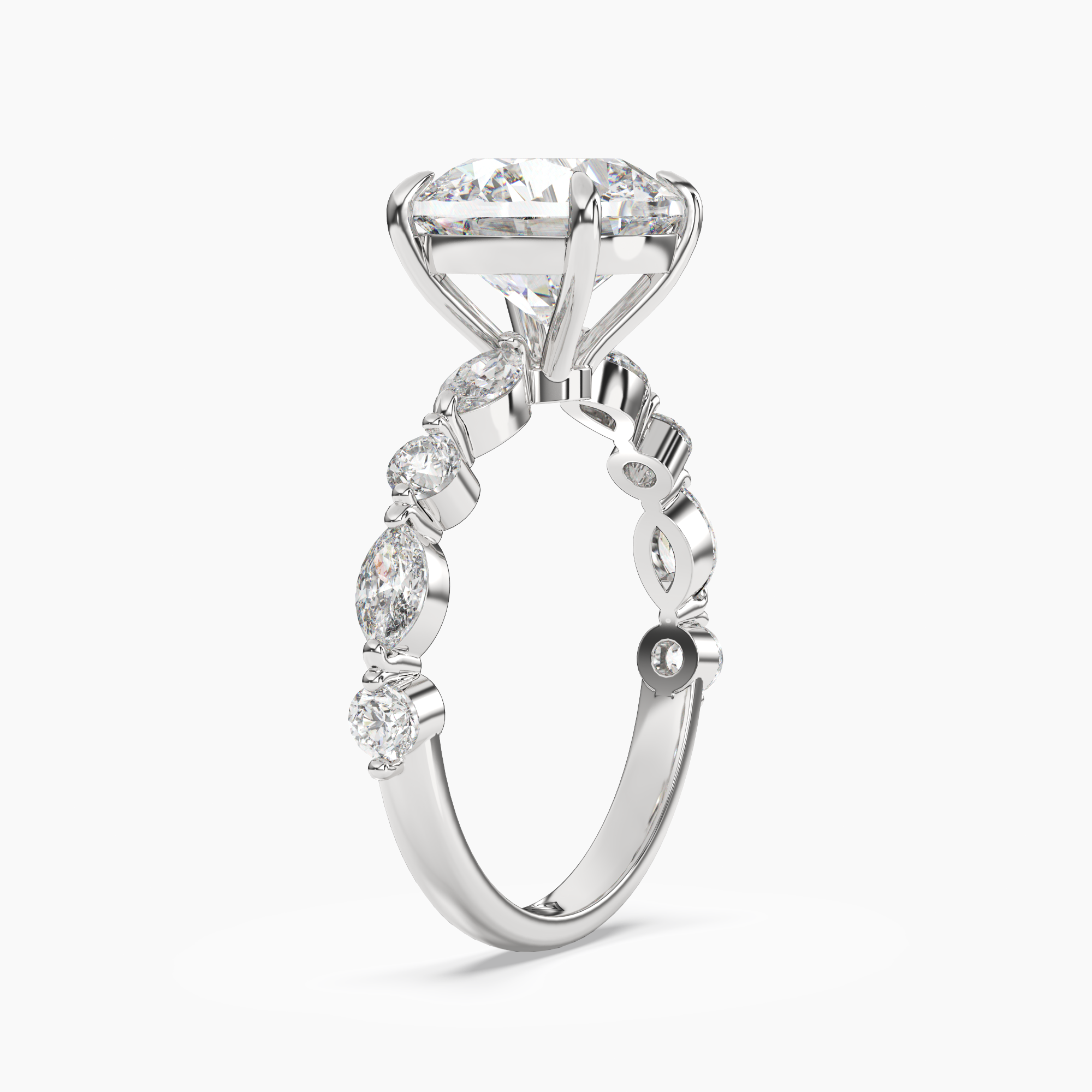 Elodie 4 Carat Round Cut Solitaire Lab Grown Diamond Ring in Platinum - View 2