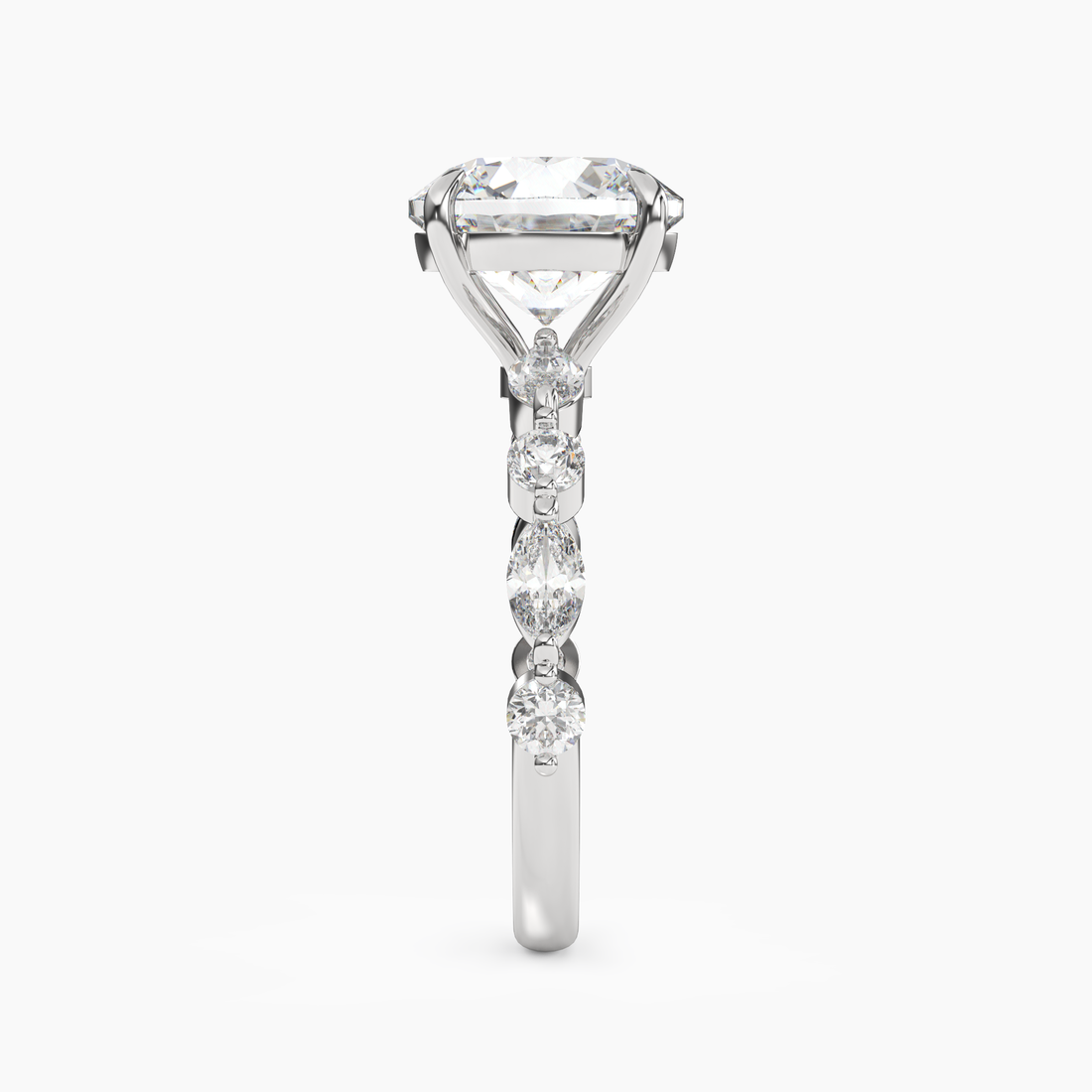 Elodie 4 Carat Round Cut Solitaire Lab Grown Diamond Ring in Silver - View 3