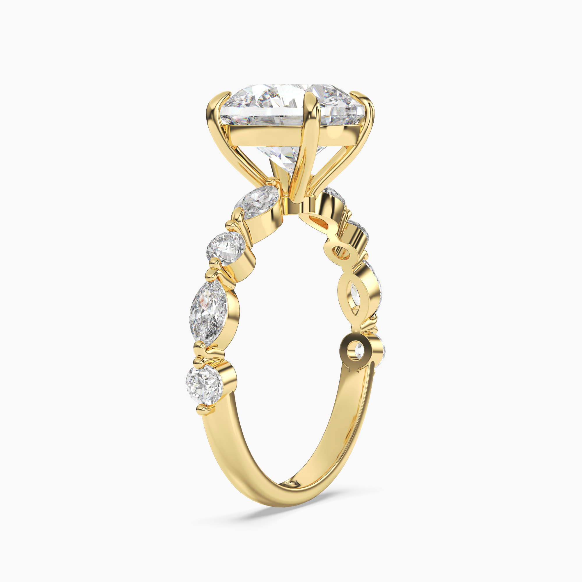 Elodie 4 Carat Round Cut Solitaire Lab Grown Diamond Ring in Silver - View 5