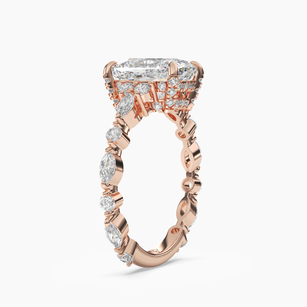 Flora 2.5 Carat Cushion Cut Hidden Halo Lab Grown Diamond Ring in 18K White Gold - View 8