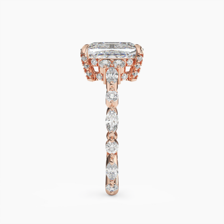 Flora 2 Carat Cushion Cut Hidden Halo Lab Grown Diamond Ring in 14K Yellow Gold - View 9