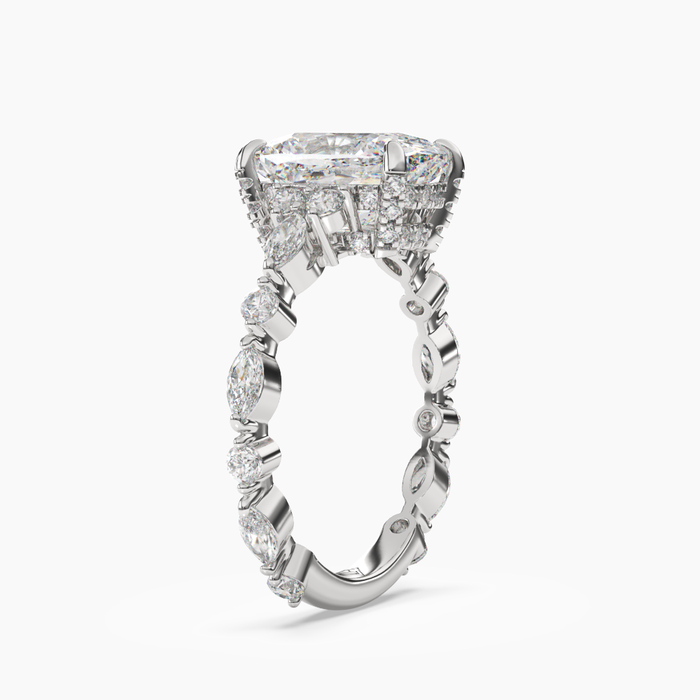 Flora 3.5 Carat Cushion Cut Hidden Halo Lab Grown Diamond Ring in 18K Rose Gold - View 5