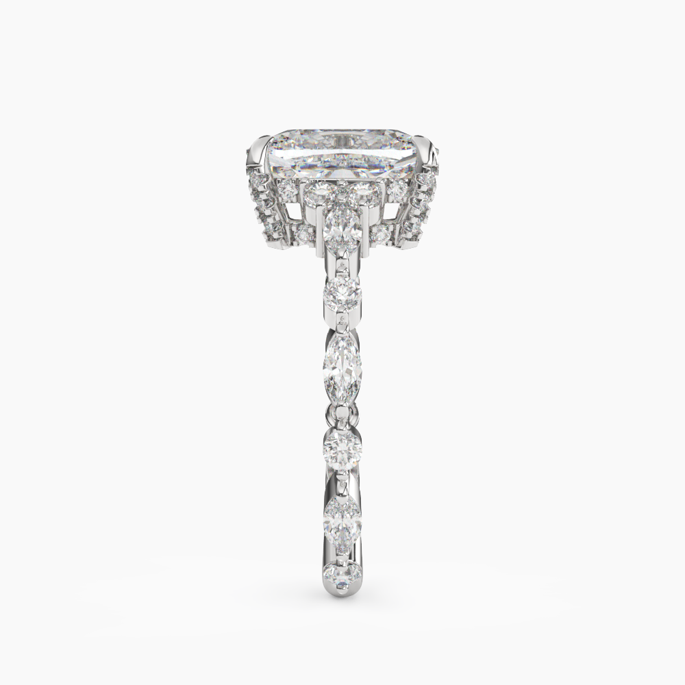 Lace Cushion Hidden Halo 1.5 Carat Lab Grown Diamond Engagement Ring in 18K Rose Gold