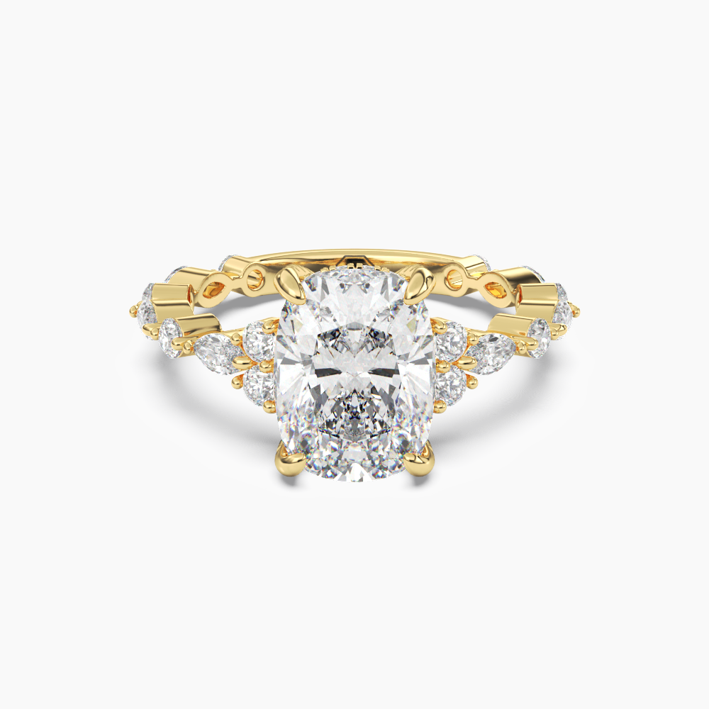 Lace Cushion Hidden Halo 1.5 Carat Lab Grown Diamond Engagement Ring in 18K Rose Gold