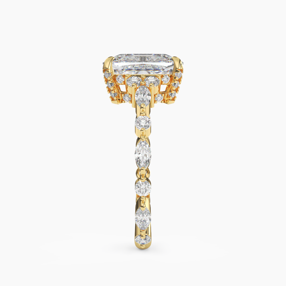 Flora 1.5 Carat Cushion Cut Hidden Halo Lab Grown Diamond Ring in 18K White Gold - View 6