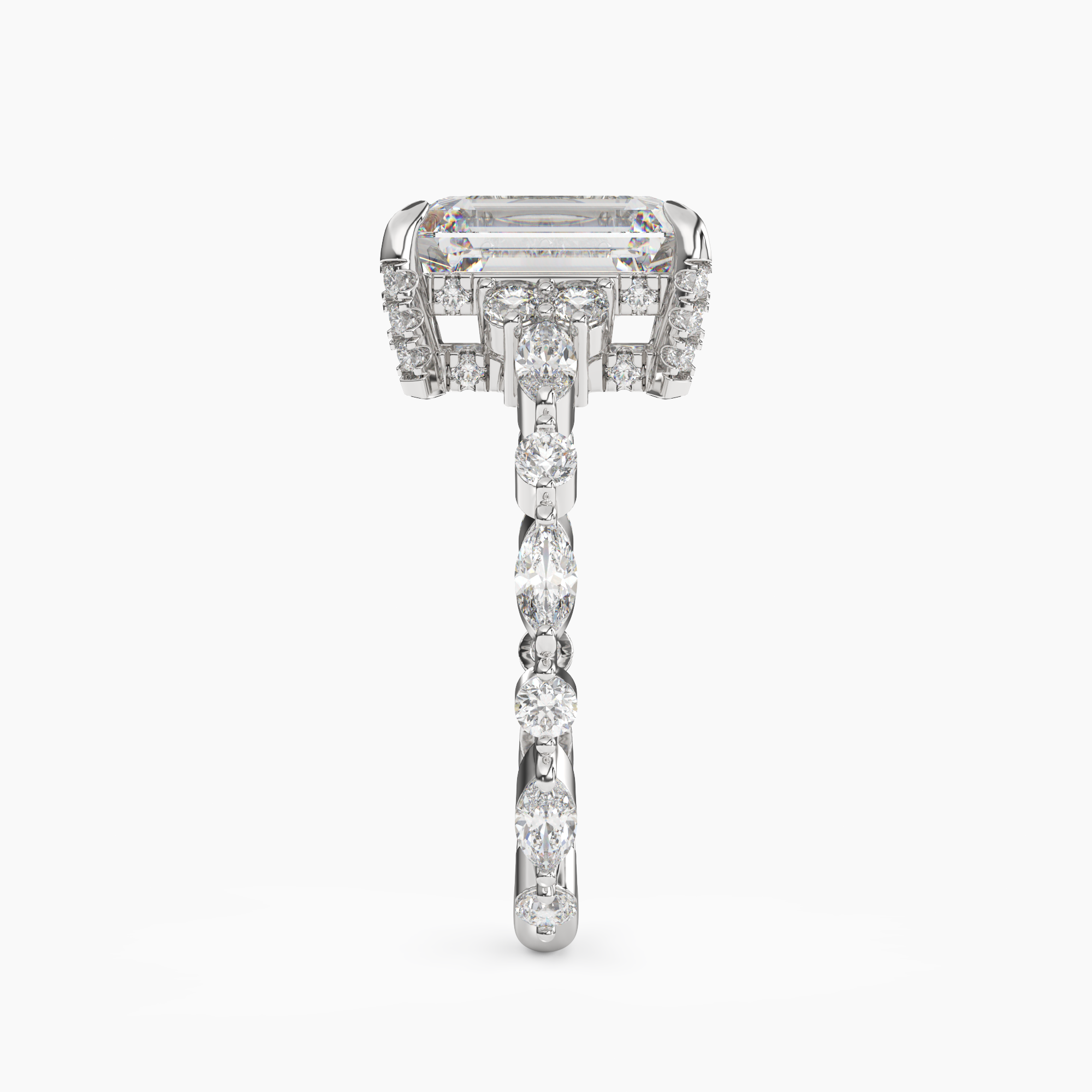 Flora 2 Carat Emerald Cut Hidden Halo Lab Grown Diamond Ring in 10K Rose Gold - View 6