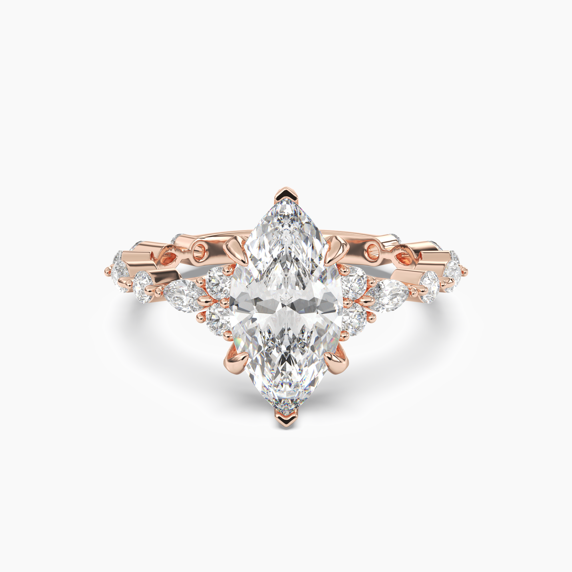 Flora 2 Carat Marquise Cut Solitaire Lab Grown Diamond Ring in Silver - View 7