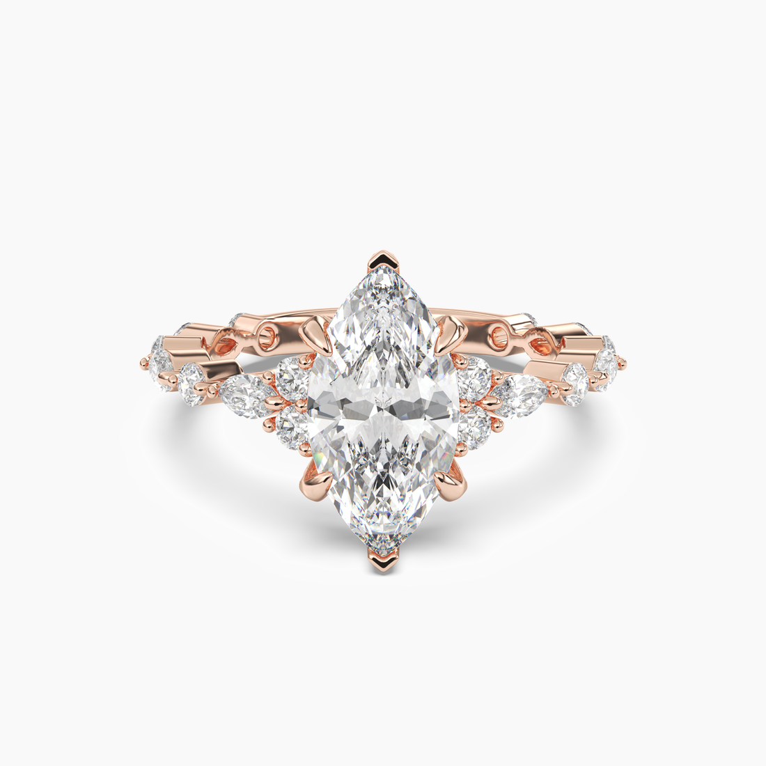Flora 2.5 Carat Marquise Cut Solitaire Lab Grown Diamond Ring in 10K White Gold - View 7