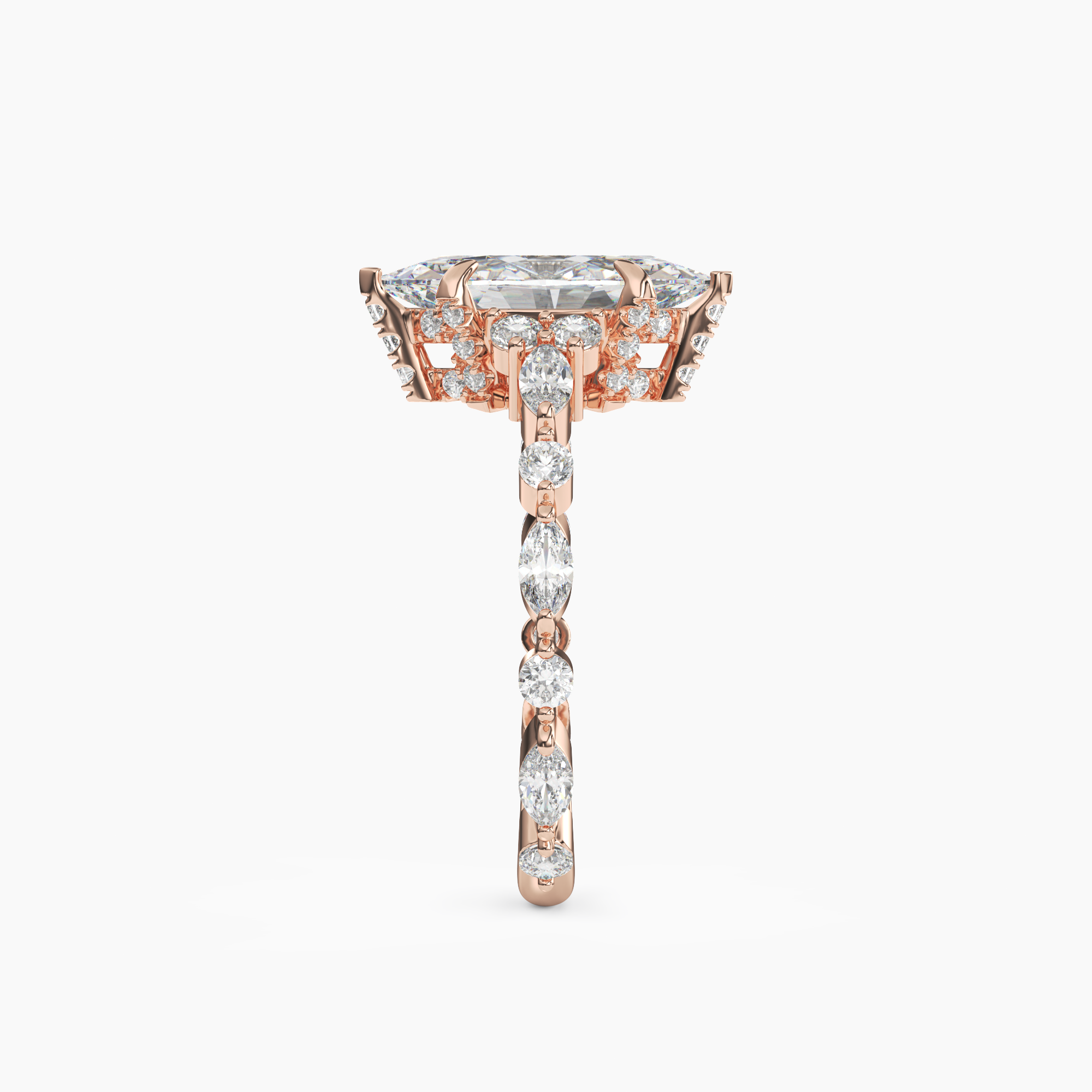 Flora 3 Carat Marquise Cut Solitaire Lab Grown Diamond Ring in Platinum - View 9