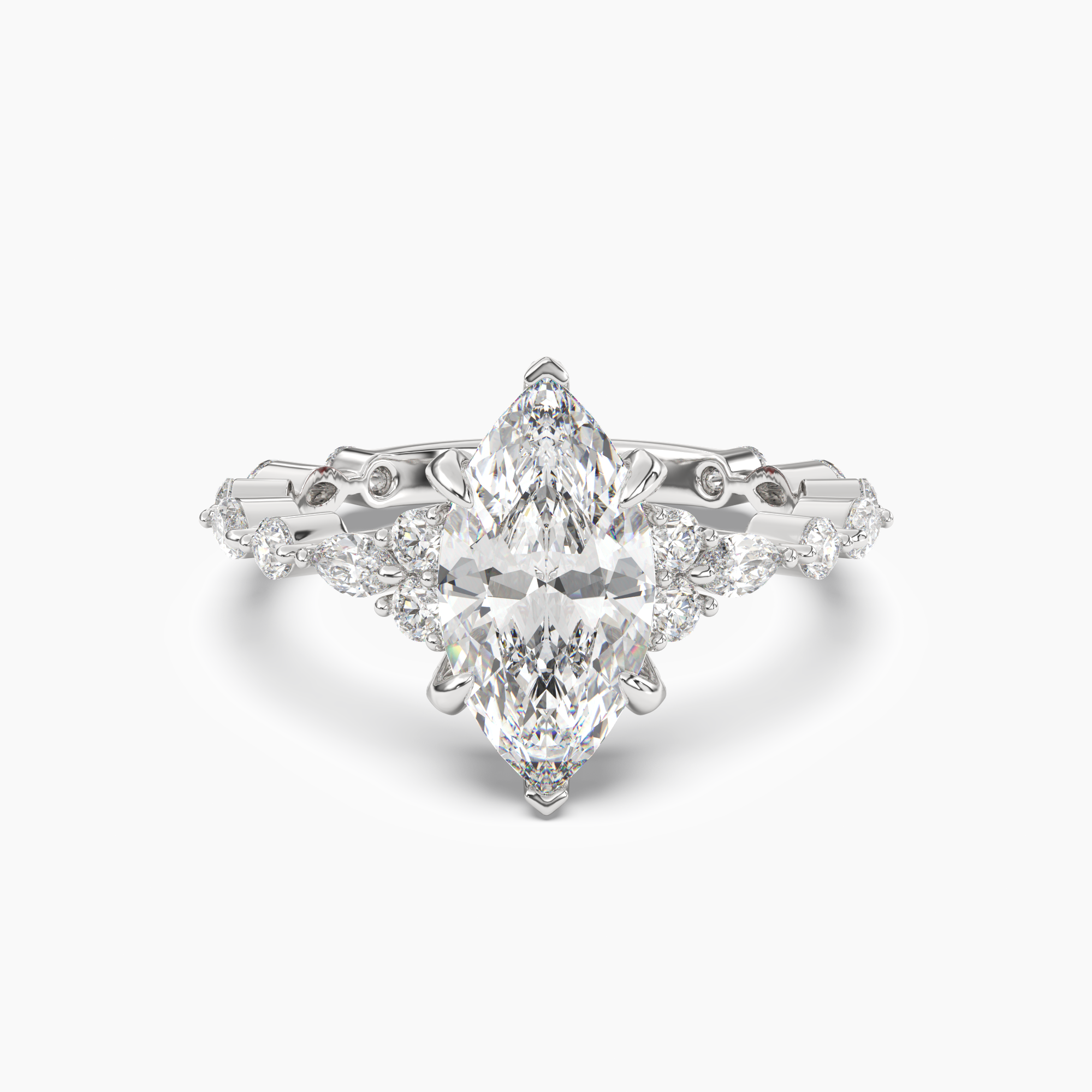 Flora 3.5 Carat Marquise Cut Solitaire Lab Grown Diamond Ring in Platinum