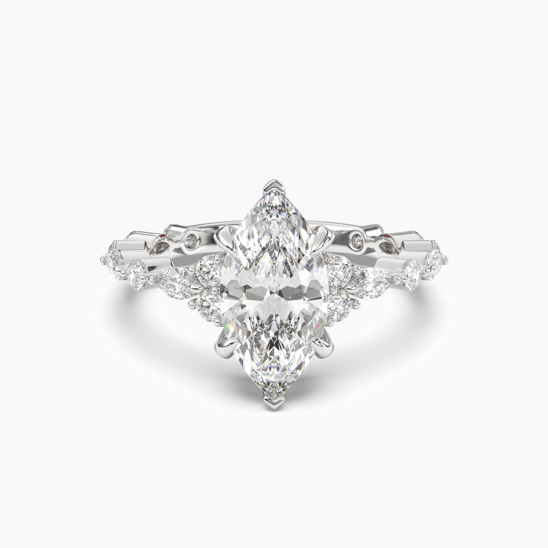 Flora 5 Carat Marquise Cut Solitaire Lab Grown Diamond Ring in Silver