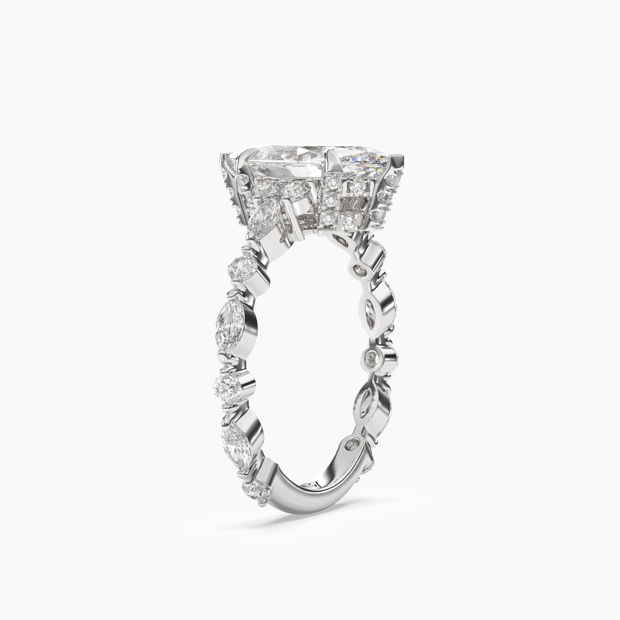 Flora 1 Carat Marquise Cut Solitaire Lab Grown Diamond Ring in Silver - View 2