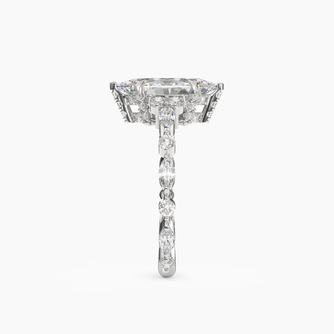Flora 3 Carat Marquise Cut Solitaire Lab Grown Diamond Ring in Platinum - View 3