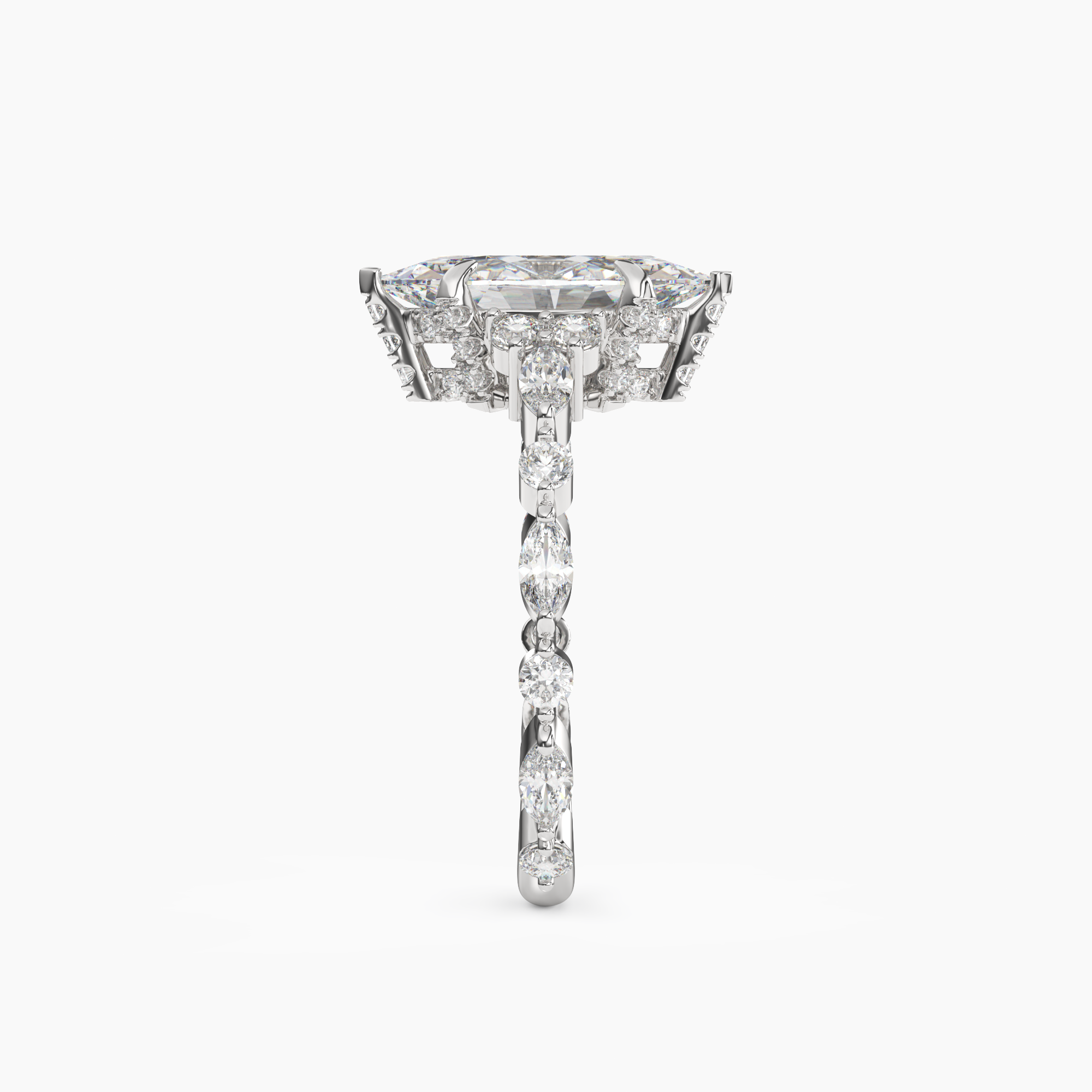 Flora 5 Carat Marquise Cut Solitaire Lab Grown Diamond Ring in Silver - View 3