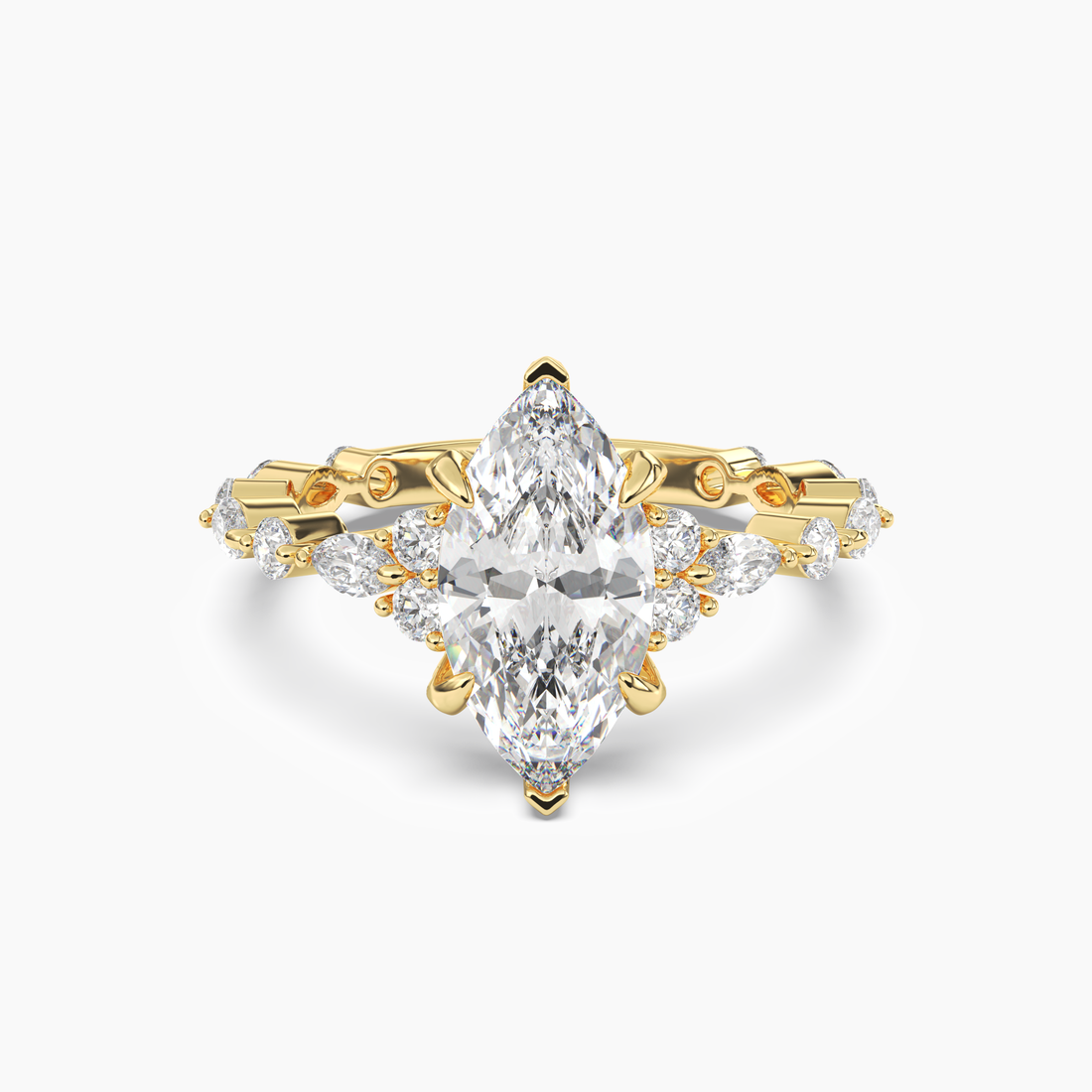 Flora 5 Carat Marquise Cut Solitaire Lab Grown Diamond Ring in Silver - View 4