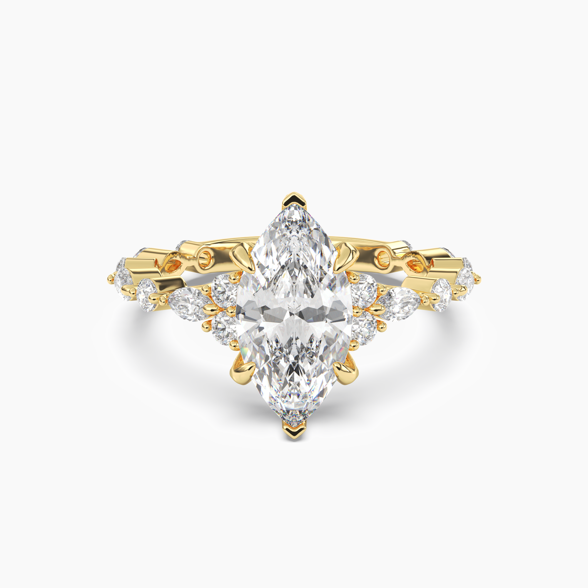 Flora 2.5 Carat Marquise Cut Solitaire Lab Grown Diamond Ring in 10K White Gold - View 4