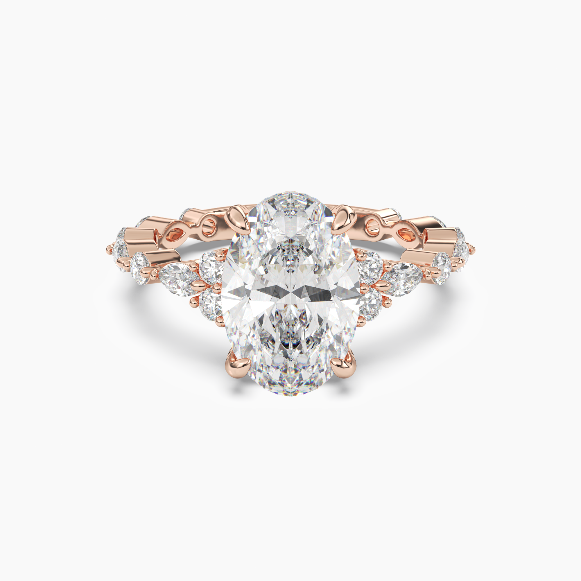 Flora 1.5 Carat Oval Cut Hidden Halo Lab Grown Diamond Ring in Silver - View 7