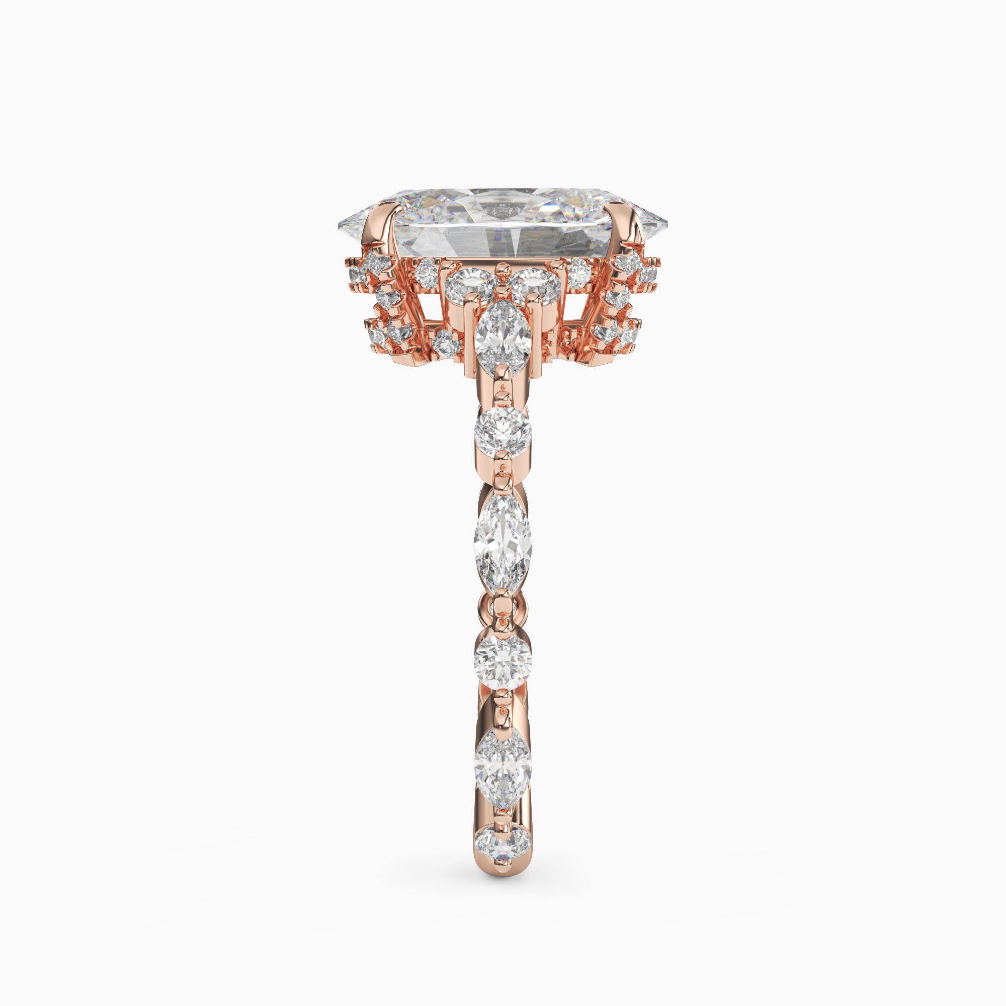 Flora 2.5 Carat Oval Cut Hidden Halo Lab Grown Diamond Ring in Platinum - View 9