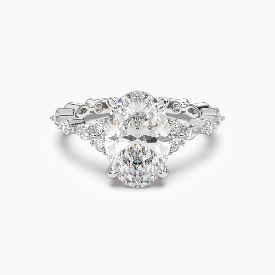 Flora 3 Carat Oval Cut Hidden Halo Lab Grown Diamond Ring in Platinum