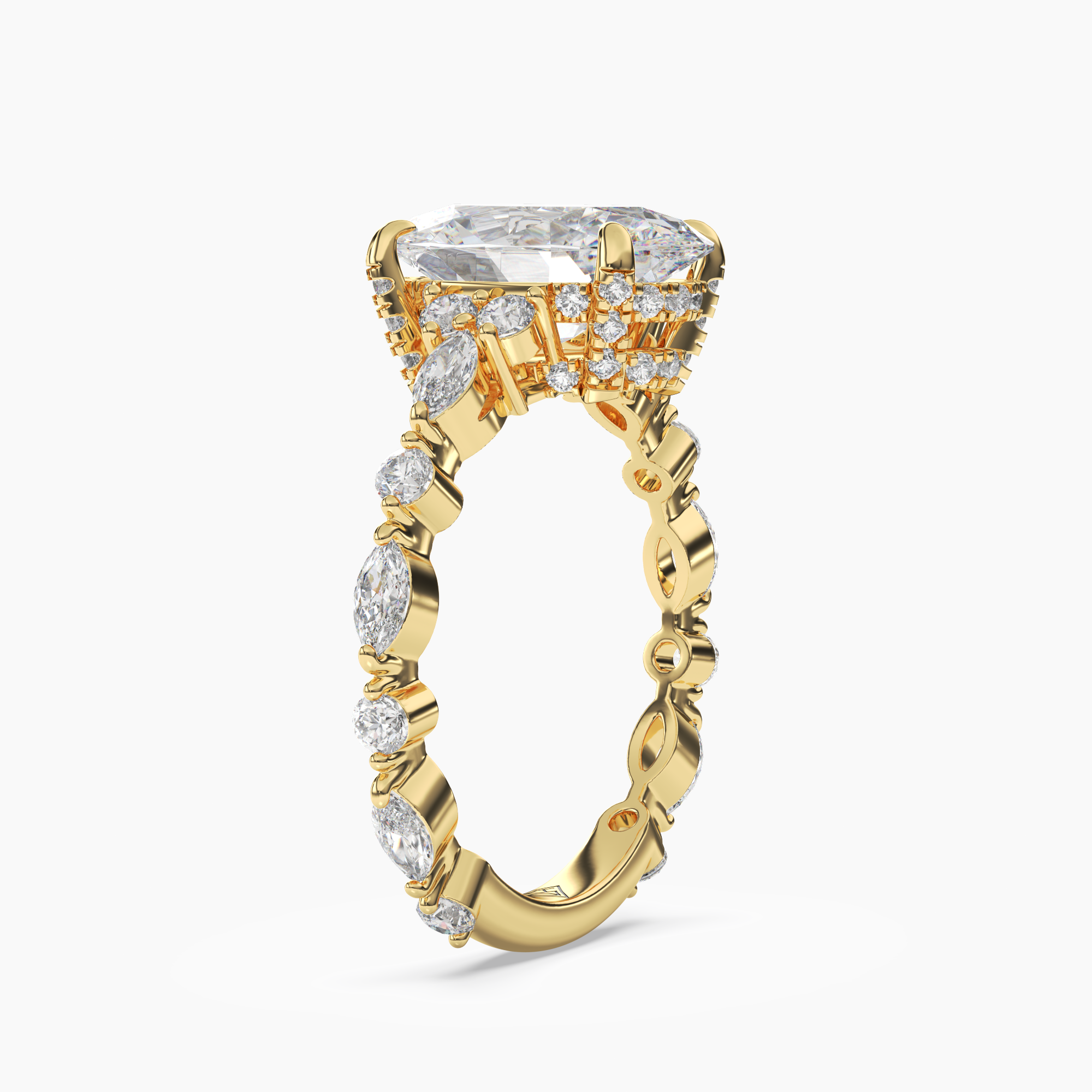 Flora 1.5 Carat Oval Cut Hidden Halo Lab Grown Diamond Ring in 18K Rose Gold - View 8