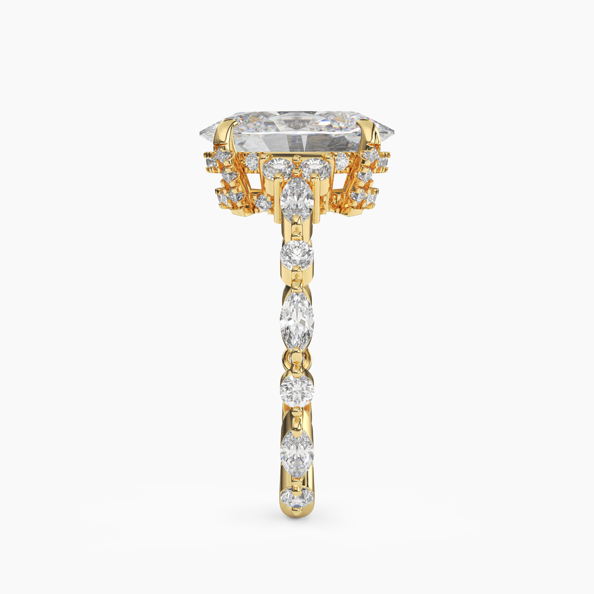 Flora 5 Carat Oval Cut Hidden Halo Lab Grown Diamond Ring in Silver - View 6