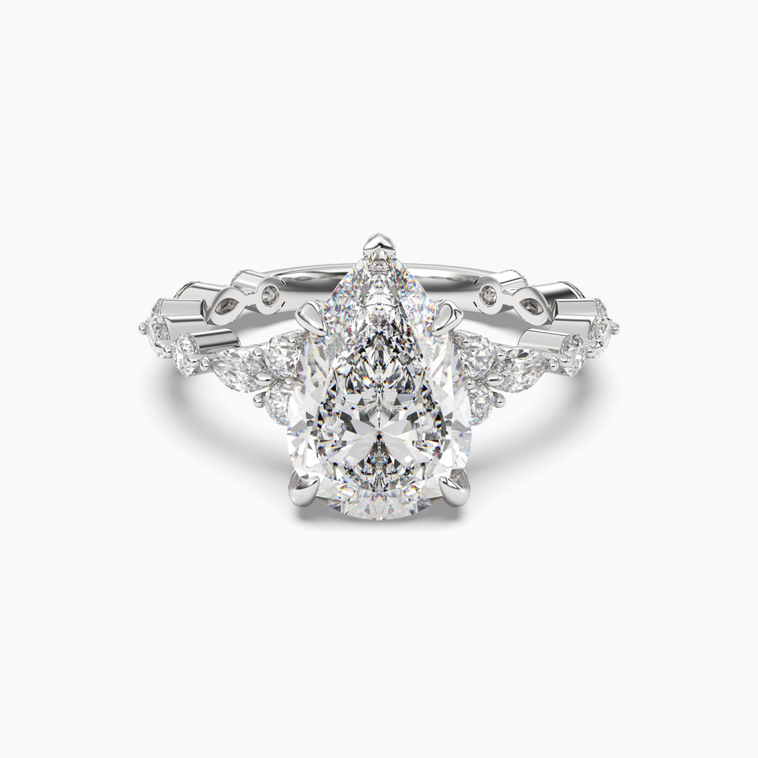 Flora 5 Carat Pear Cut Hidden Halo Lab Grown Diamond Ring in 10K Rose Gold - View 4