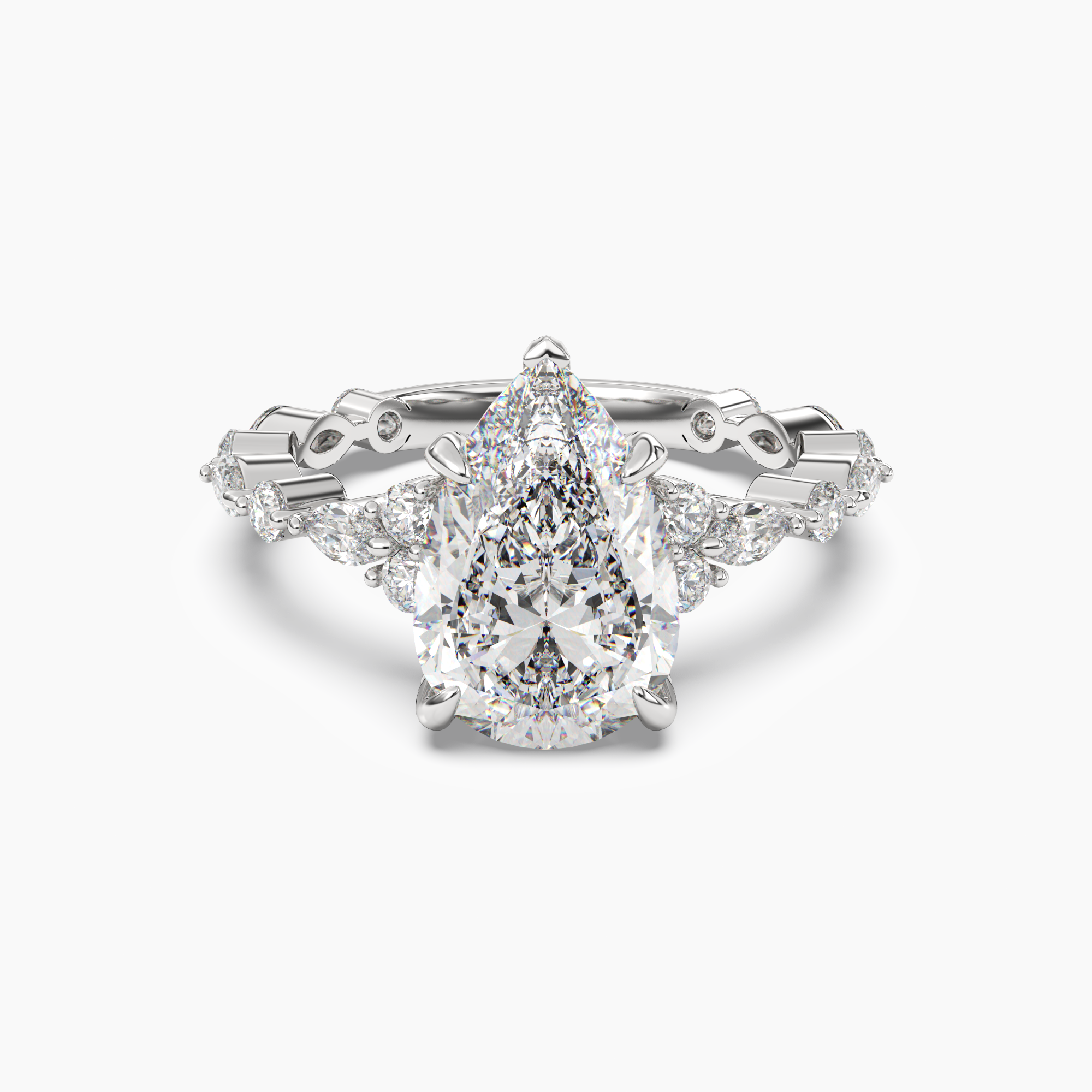 Flora 2.5 Carat Pear Cut Hidden Halo Lab Grown Diamond Ring in Platinum