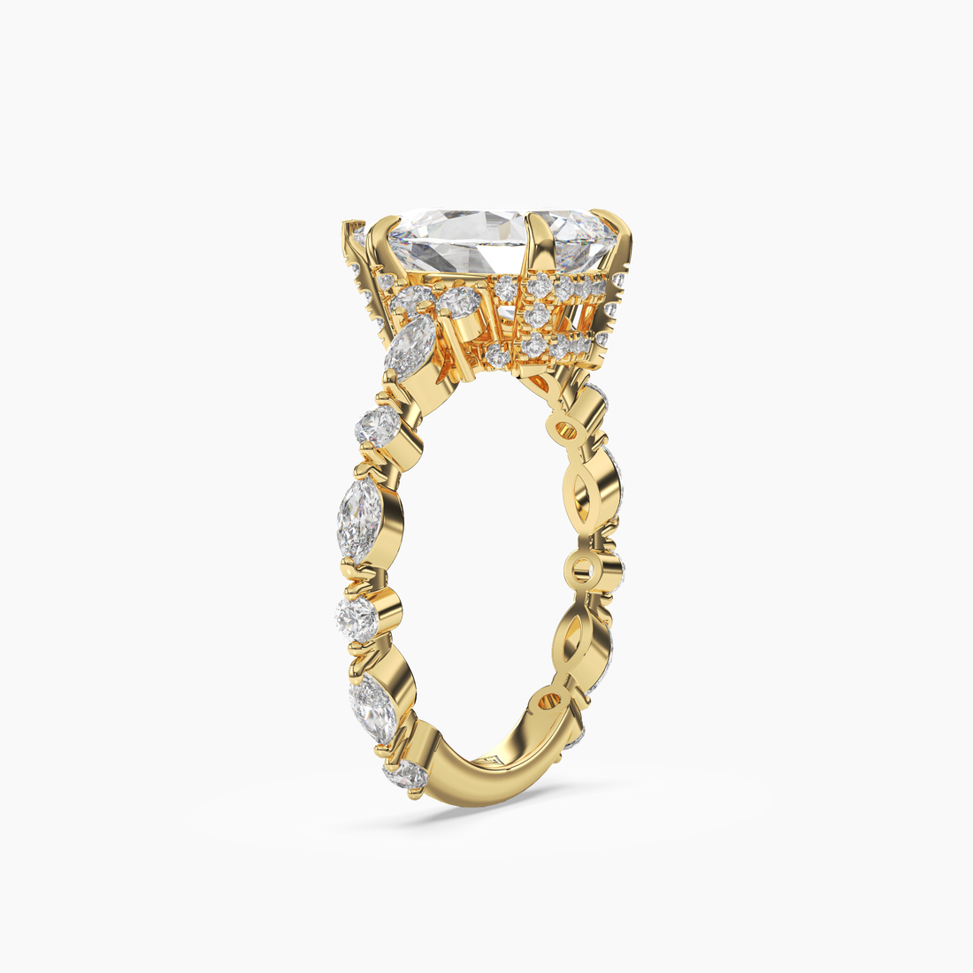 Flora 2 Carat Pear Cut Hidden Halo Lab Grown Diamond Ring in 10K White Gold - View 5