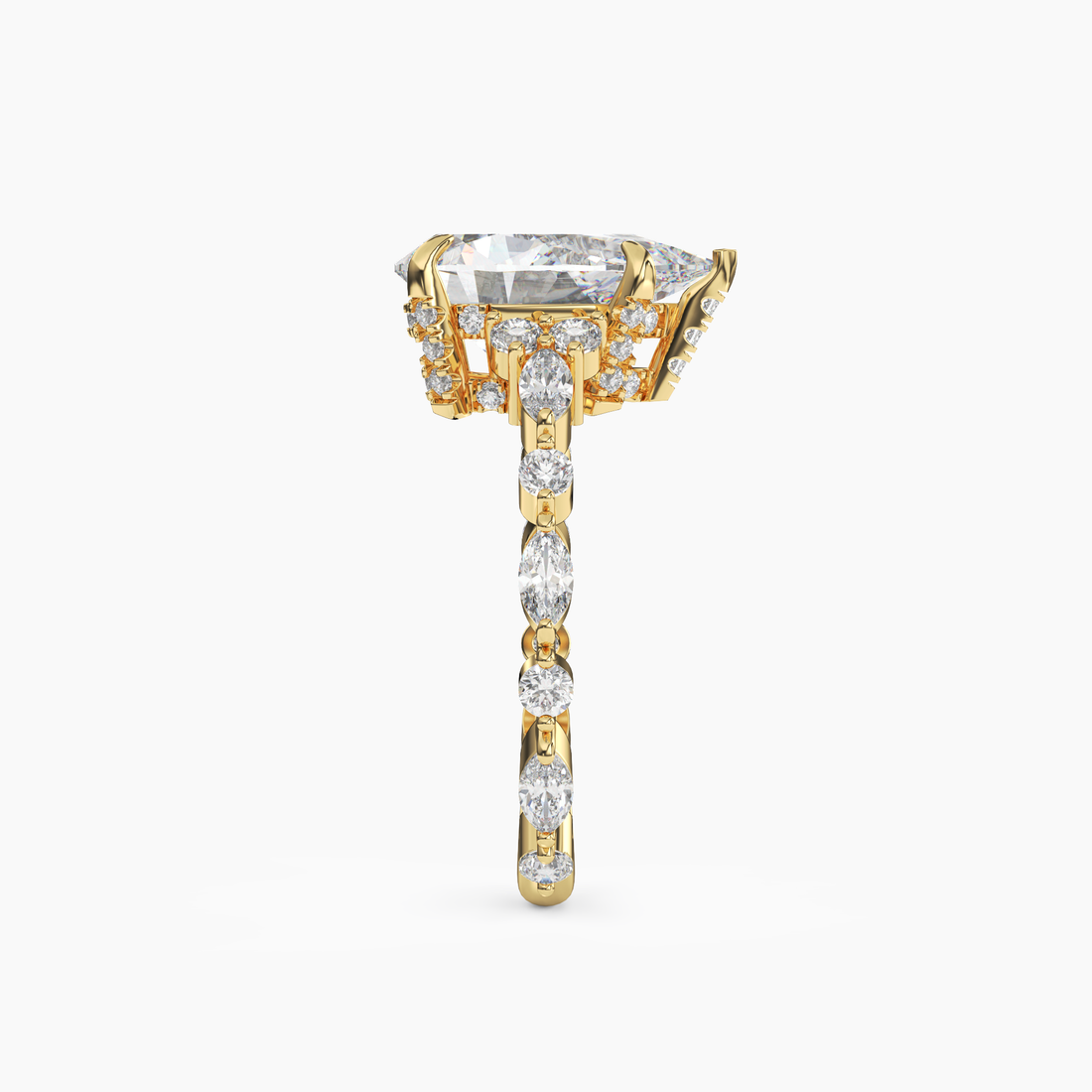 Flora 4 Carat Pear Cut Hidden Halo Lab Grown Diamond Ring in 18K White Gold - View 6