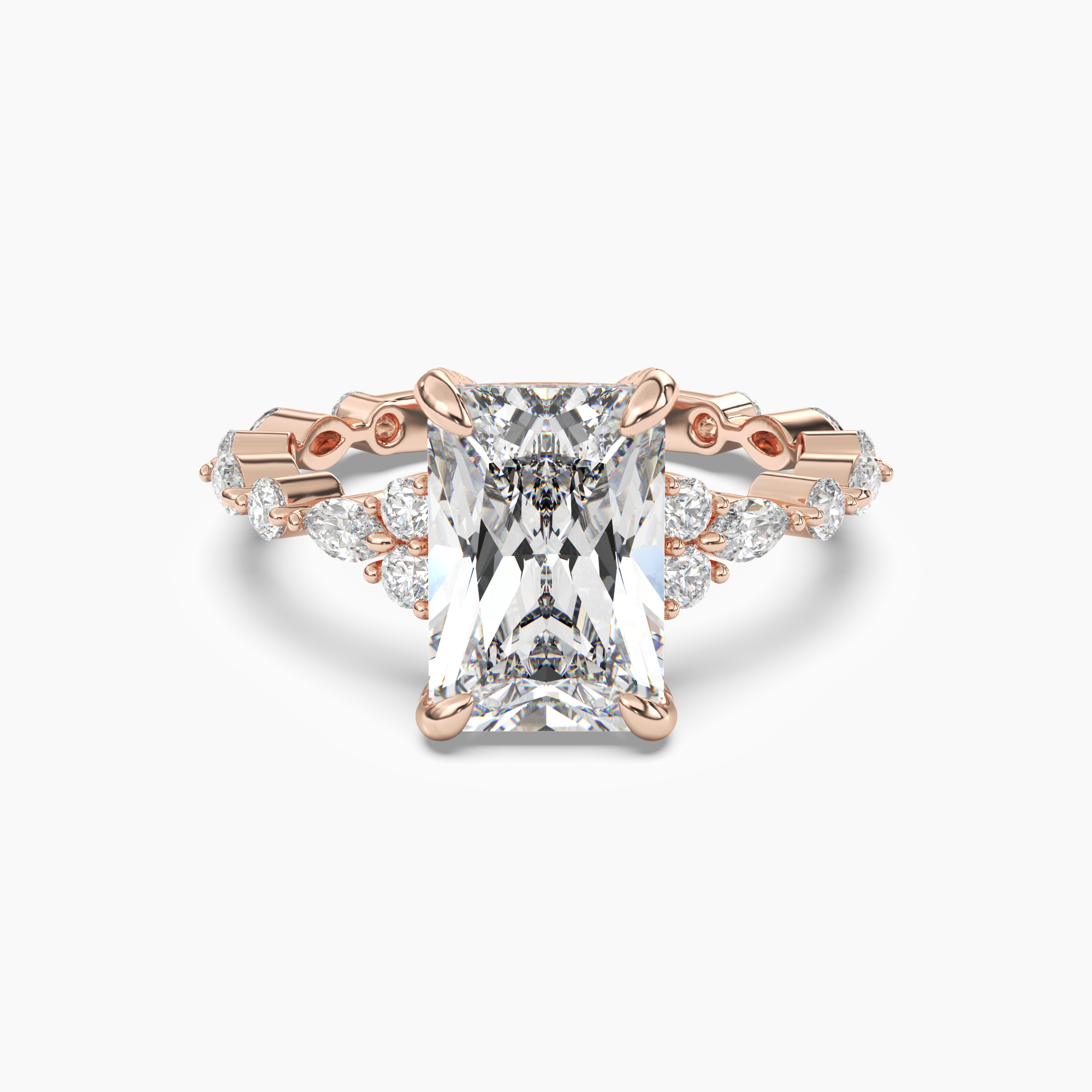 Flora 4 Carat Radiant Cut Solitaire Lab Grown Diamond Ring in Platinum - View 7
