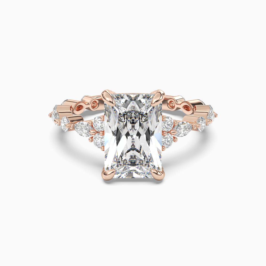 Lace Radiant Hidden Halo 1.5 Carat Lab Grown Diamond Engagement Ring in 18K Rose Gold