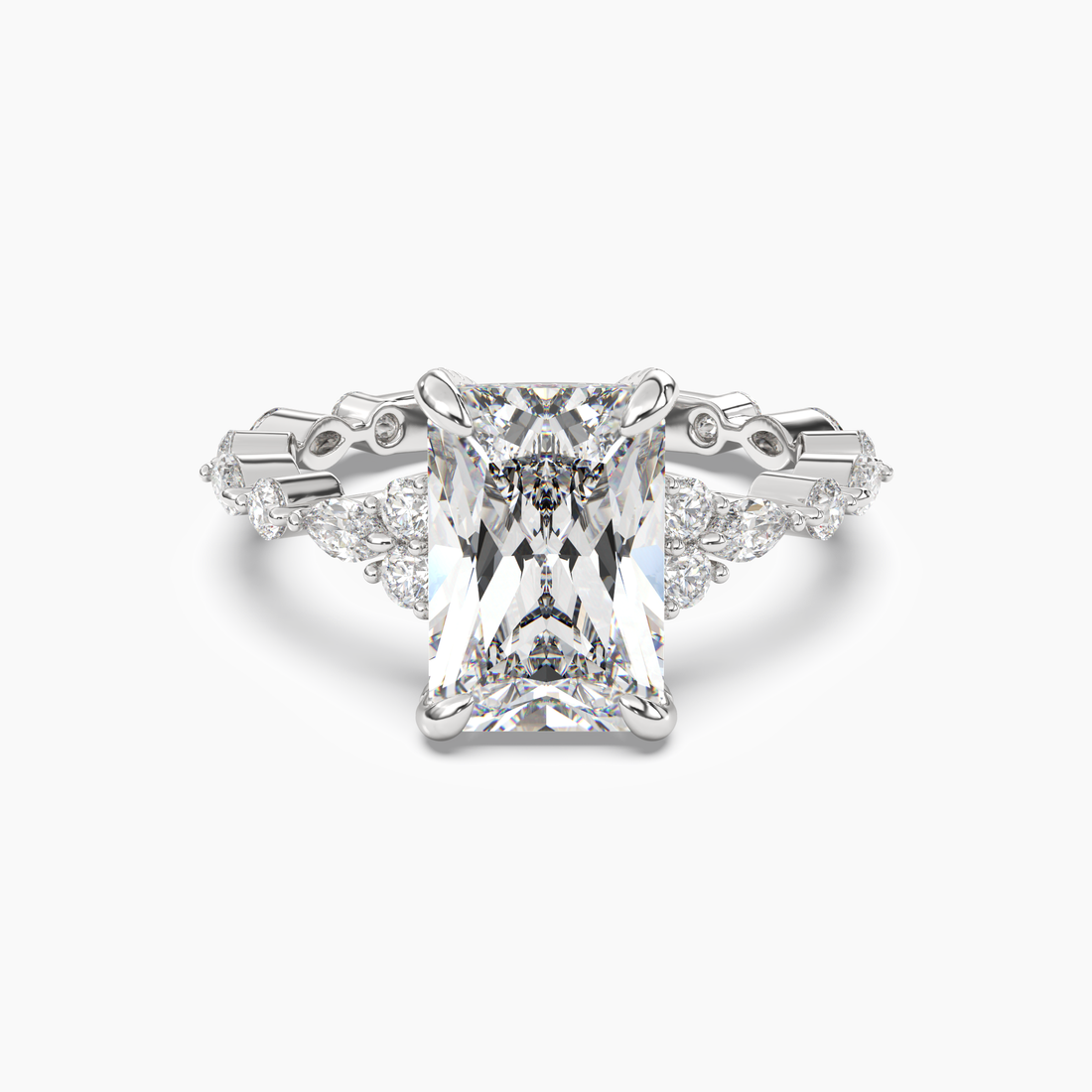 Flora 4 Carat Radiant Cut Solitaire Lab Grown Diamond Ring in Platinum