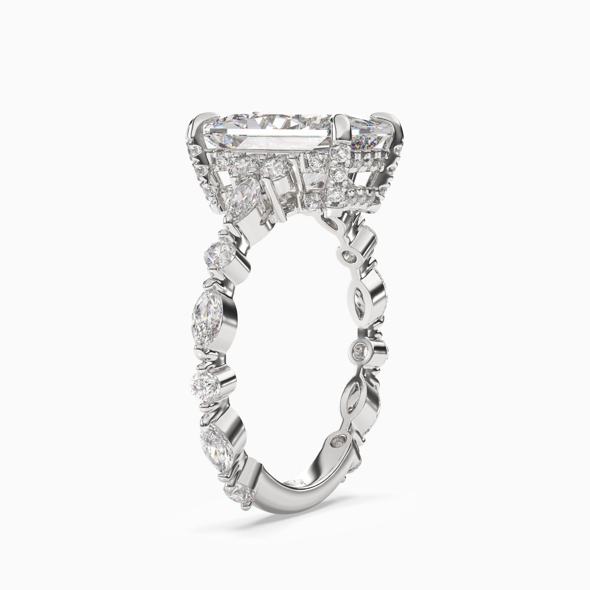 Flora 4.5 Carat Radiant Cut Solitaire Lab Grown Diamond Ring in Silver - View 2